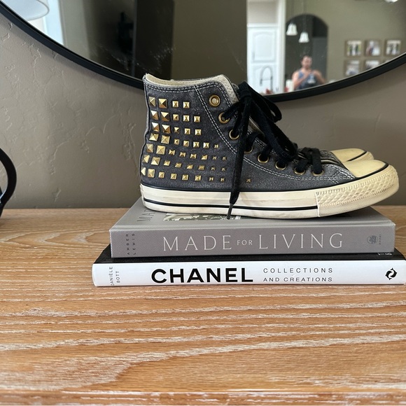 Grey studded height top converse. - Picture 6 of 8